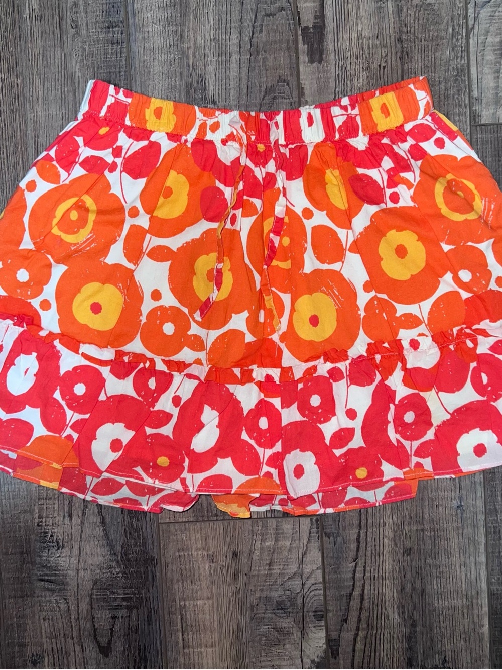 Gap Floral Tiered Skirt - Orange & Red